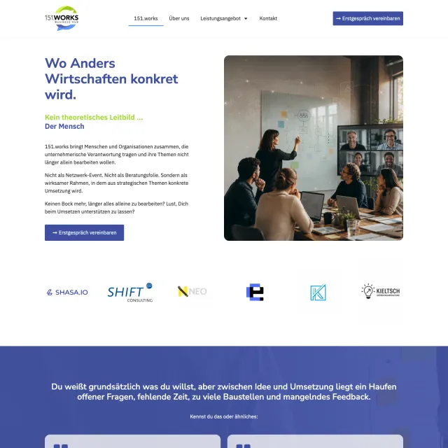 Screenshot der Projektseite 151.works